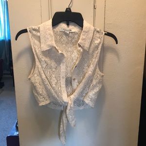 Lacy button up crop top